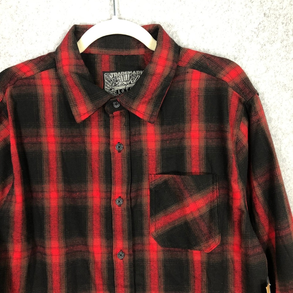 Brooklyn Flannel Shirt Mens Large Red Shacket Heavyweight Warm Thick Workwear